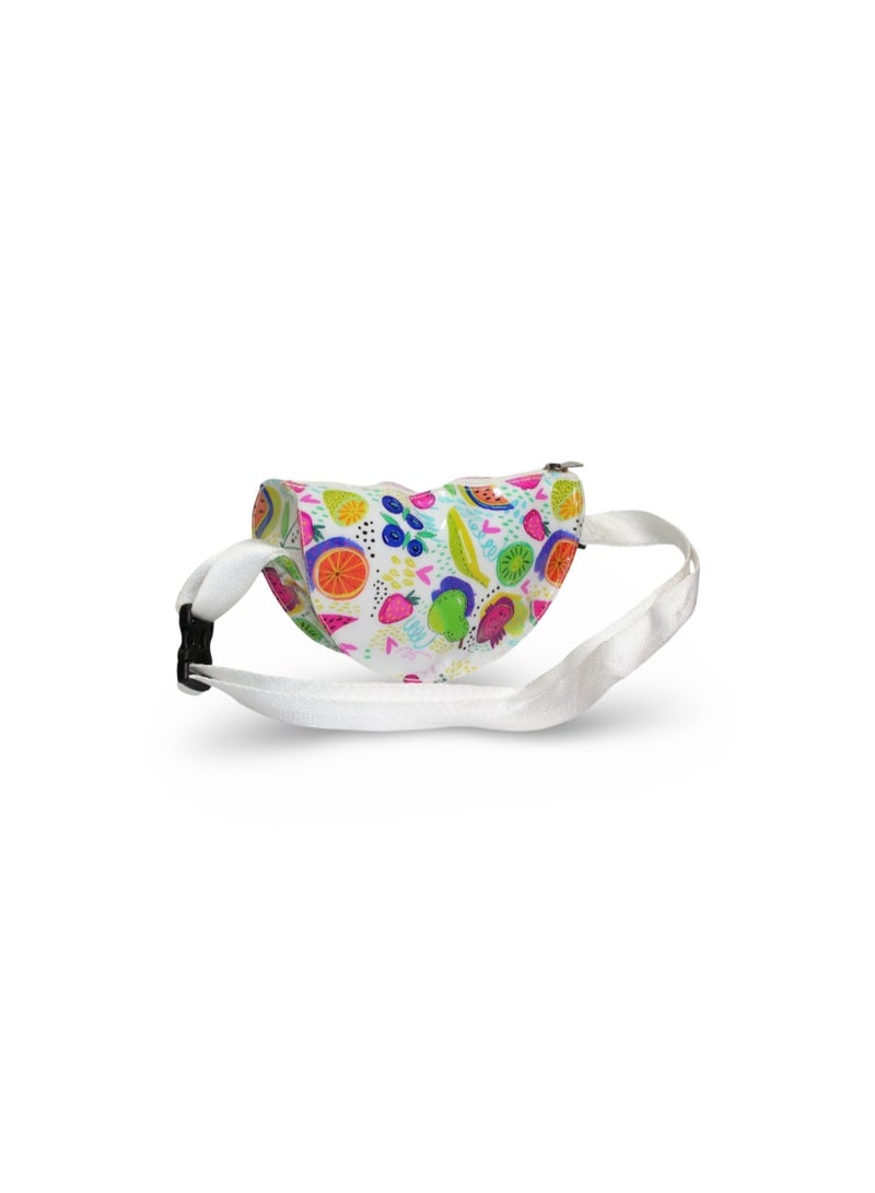 فانسي حقيبة خصر للبنات - بيضاء بتصميم فواكه - Image 2